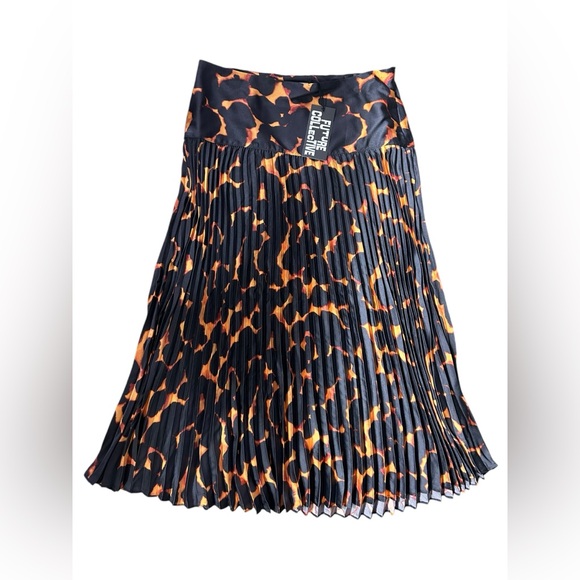 FUTURE COLLECTIVE women’s drop waist midi flames goth biker skirt size Large NWT - Picture 2 of 12